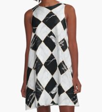 Marmoriertes Schachbrett A-Linien Kleid