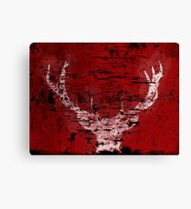 Industrial White Deer Silhouette on Red A313 Canvas Print