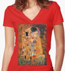 Gustav Klimt - The kiss Women's Fitted V-Neck T-Shirt