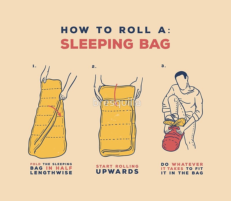 "How to roll a sleeping bag" by bresquilla Redbubble