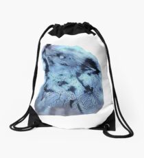 Watercolor clouds Wolf Drawstring Bag