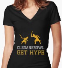 CLEGANEBOWL GET HYPE Women's Fitted V-Neck T-Shirt