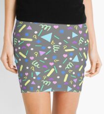 Retro Pastel Confetti in Gray Mini Skirt