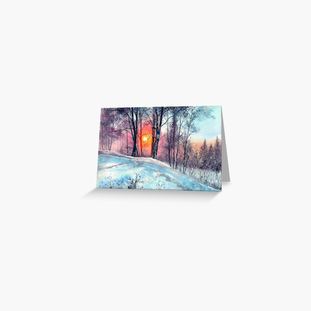 Winter Woodland In The Sun Greeting Card