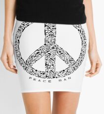 Peace Man Design Mini Skirt