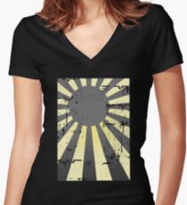 Japan Rising Sun Flag Grey Women's Fitted V-Neck T-Shirt