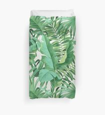 Green tropical leaves II Duvet Cover