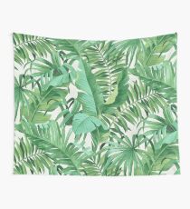 Green tropical leaves II Wall Tapestry