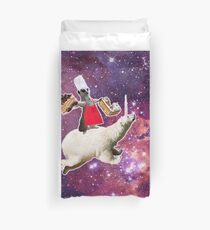 Lemur Riding Bear Unicorn Eating Cake Duvet Cover