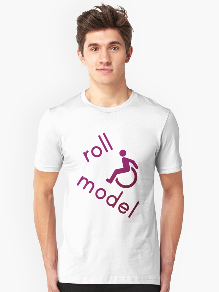Alternate view of Roll Model - Disability Tees - in purple Slim Fit T-Shirt