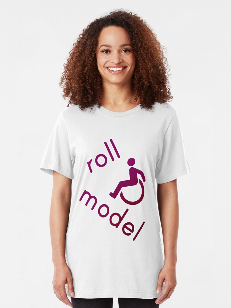Alternate view of Roll Model - Disability Tees - in purple Slim Fit T-Shirt