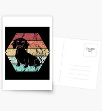 Retro Hund Dackel Teckel Wiener auf Holz Geschenk Postkarten