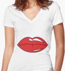 Üppige Lippen Shirt mit V-Ausschnitt
