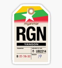 Yangon (RGN) Myanmar Airline Luggage Tag Sticker