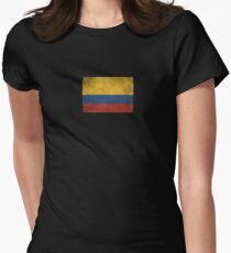 Old and Worn Distressed Vintage Flag of Colombia Women's Fitted T-Shirt
