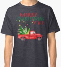 Merry Christmas Y'all Vintage Red Truck Xmas Farm Fresh Trees Classic Design Classic T-Shirt