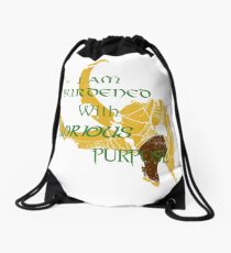 I am burdened with glorious purpose-Green text Drawstring Bag