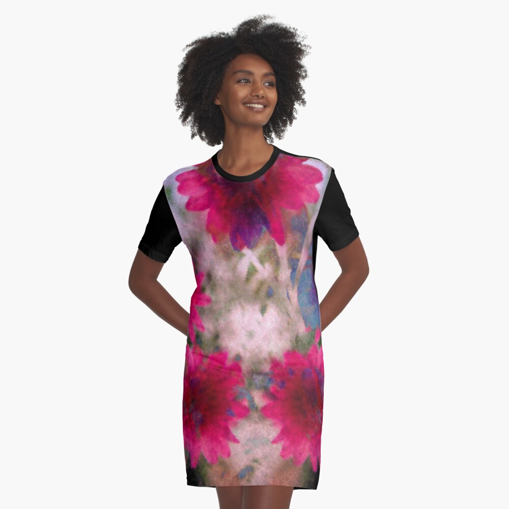 Abstract flowers Graphic T-Shirt Dress