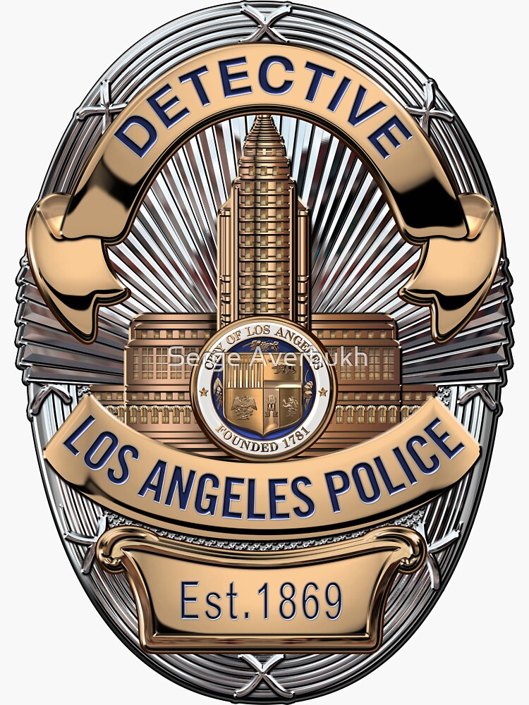 los-angeles-police-department-lapd-detective-badge-over-white