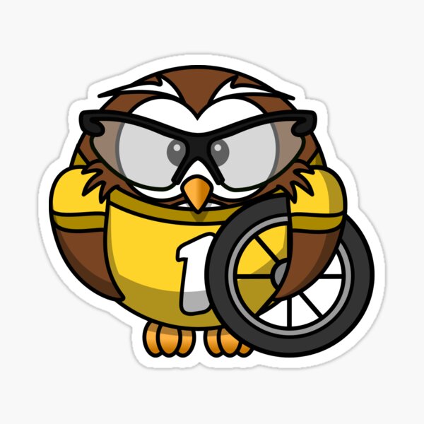 Cartoon Bicycle Owl Sticker