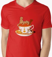 Orangen- und Zimttee T-Shirt mit V-Ausschnitt für Männer