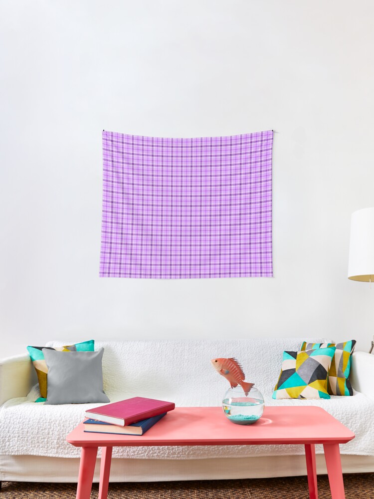 Plaid Monochromatic Purple Wall Tapestry