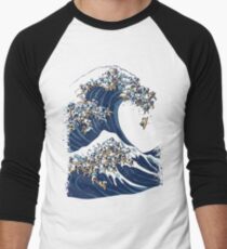 Camiseta ¾ bicolor para hombre La gran ola de Pugs Vanilla Sky