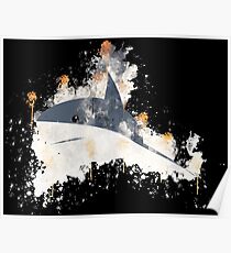 Shark perspective swimming watercolor painted Poster