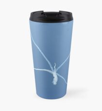 #Air #show #AirShow #sky #airplane #wind #horizontal #blue #colorimage #nopeople #airvehicle #smokephysicalstructure #flying #commercialairplane #day #travel #outdoors Travel Mug