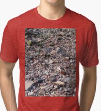 #rubble #pebble #scrap #stone #garbage #gravel #many #dust #litter #environment #pollution #broken #vertical #rockobject #stack #heap #textile #abundance #destruction Tri-blend T-Shirt