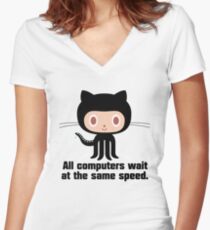★ Github octocat Women's Fitted V-Neck T-Shirt