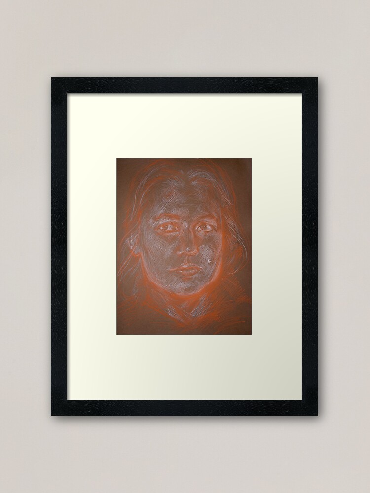 Alternate view of Self portrait in conte Framed Art Print