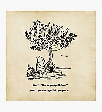 Winnie the Pooh - How do you spell love? Photographic Print