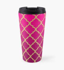 Moroccan Pattern - Pink & Gold Travel Mug