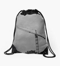 Overcast Construction Crane Drawstring Bag
