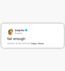 Cody Ko- Fair Enough Sticker