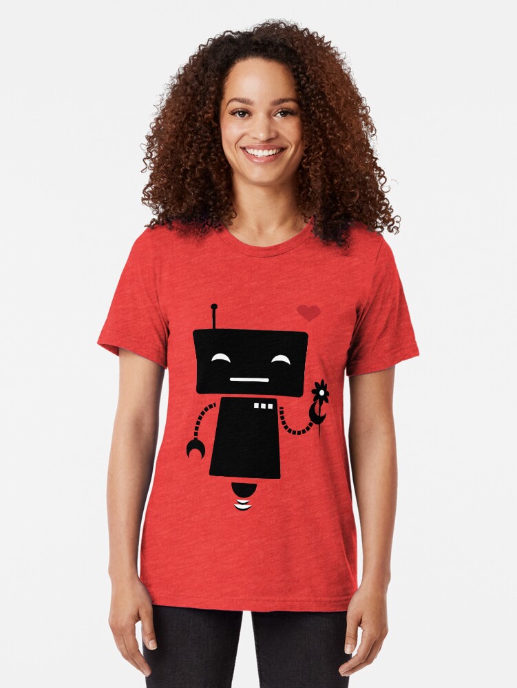 Alternate view of Robot With Flower Tri-blend T-Shirt