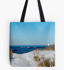 Snowy Path to the Beach Tote Bag