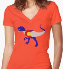 Colorado Allosaurus Women's Fitted V-Neck T-Shirt
