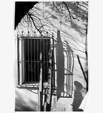 San Xavier Window and Shadows 1 BW Poster