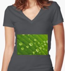 green lines and drops Tailliertes T-Shirt mit V-Ausschnitt