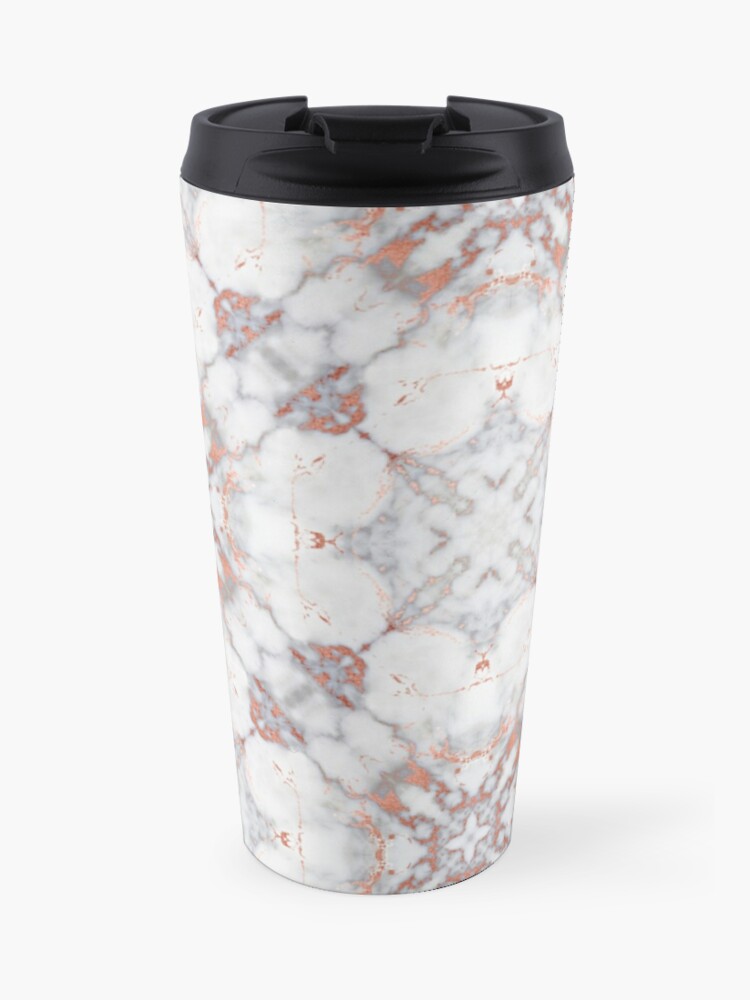 rose gold on white marble pin wheels p=travel mug