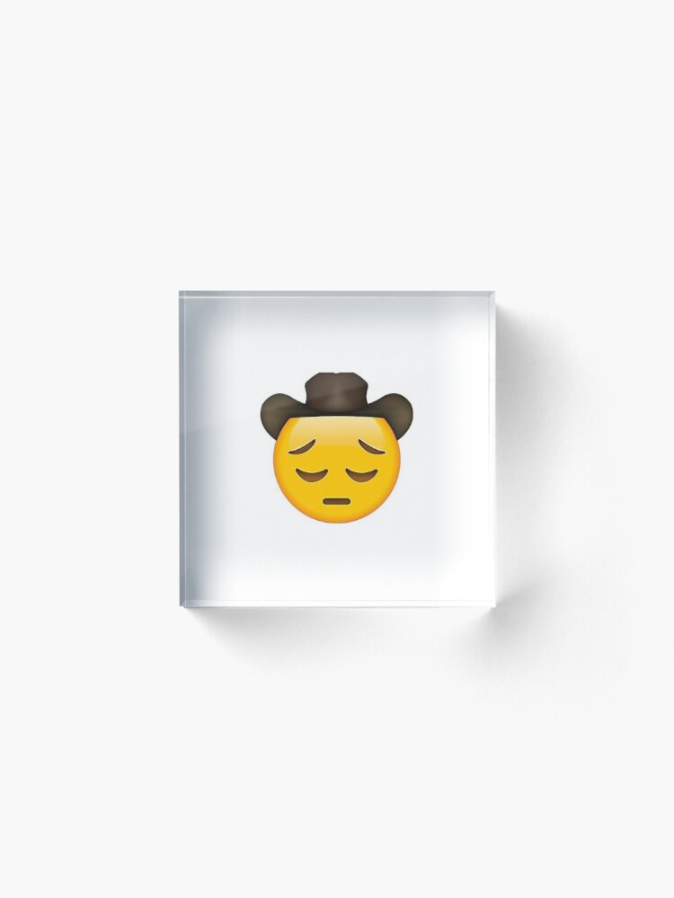 Sad Cowboy Emoji Acrylic Block - noob roblox oof funny meme dank zipper pouch by franciscoie