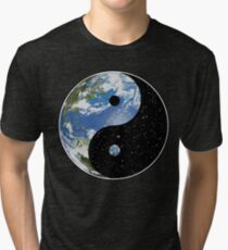 Earth and Space Yin Yang Symbol Tri-blend T-Shirt