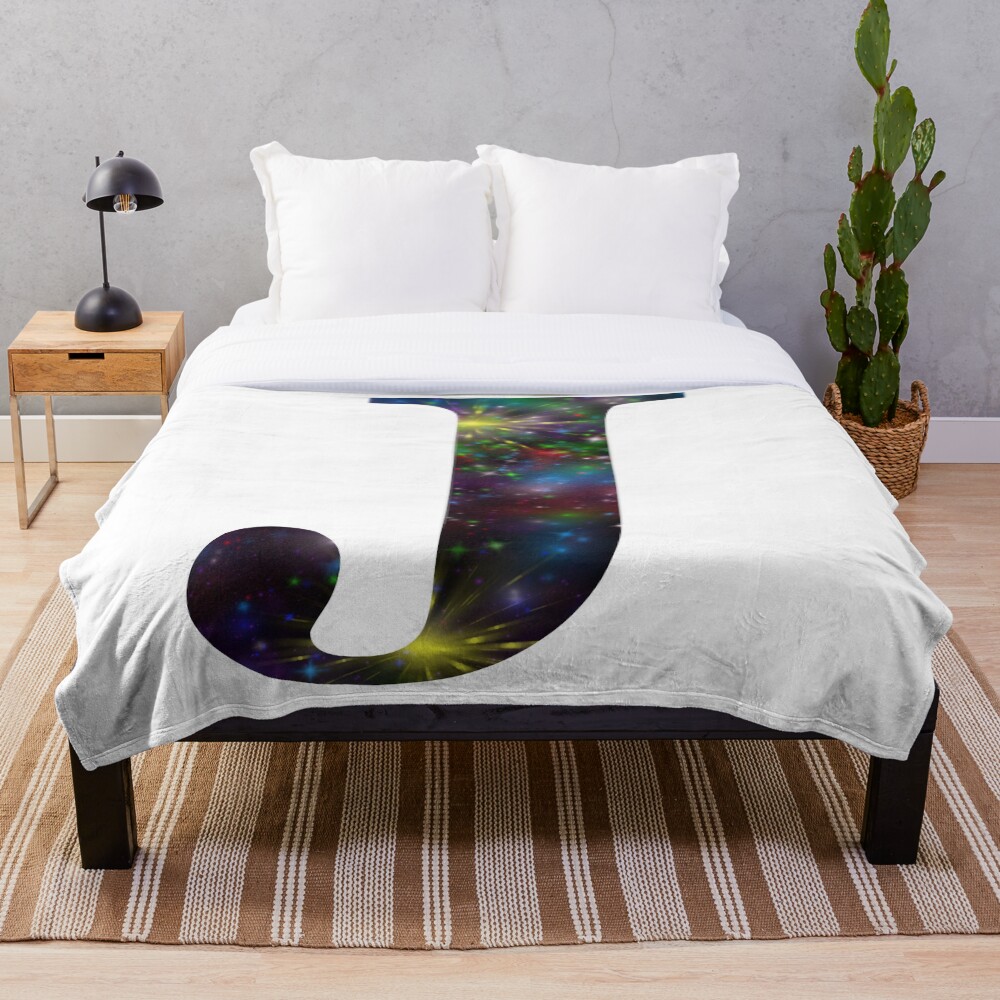 Galaxy - Letter J on a throw blanket