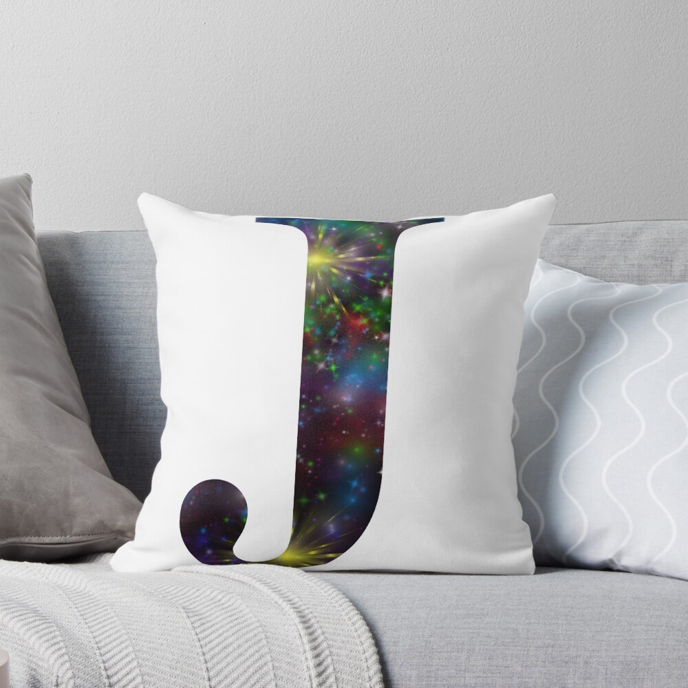 Galaxy - Letter J on a throw pillow