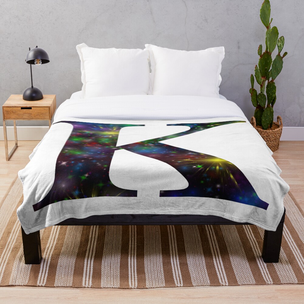 Galaxy - Letter K on a throw blanket