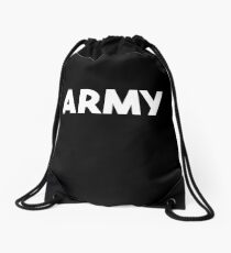 Army lettering white Drawstring Bag
