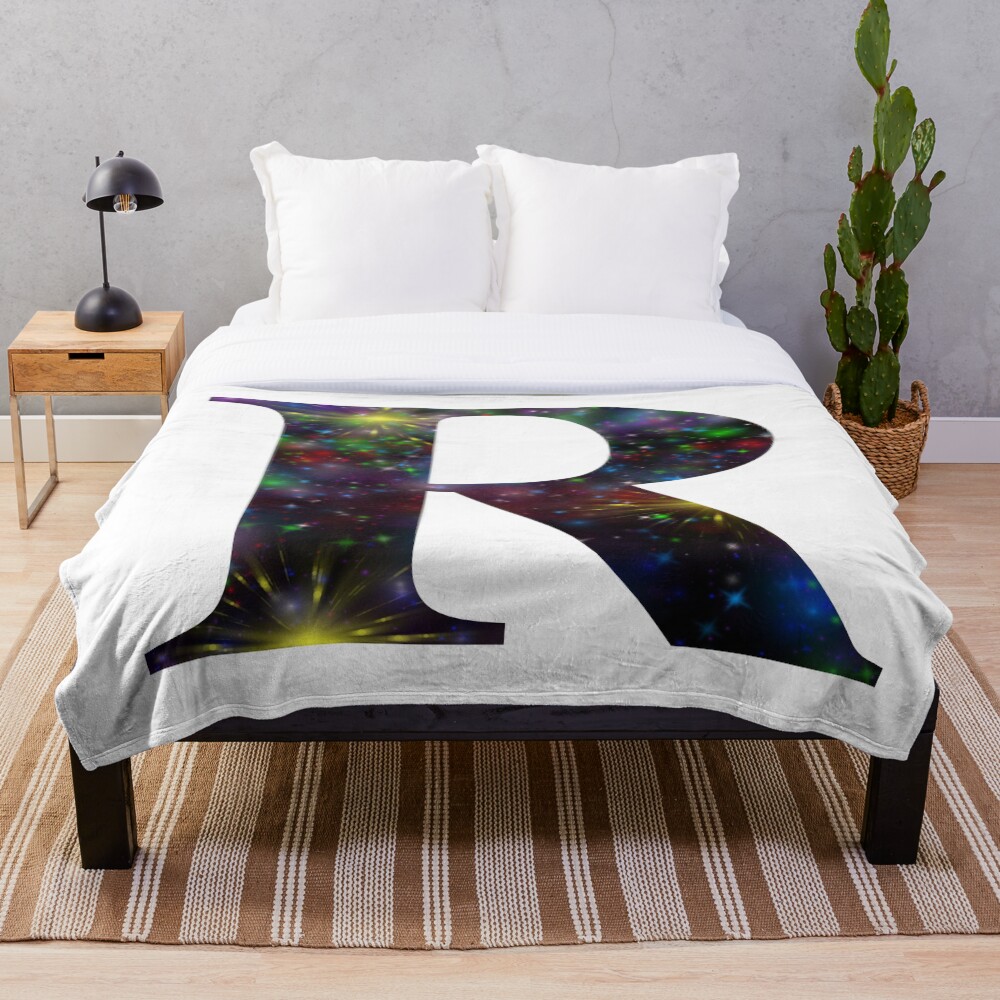 Galaxy - Letter R on a throw blanket