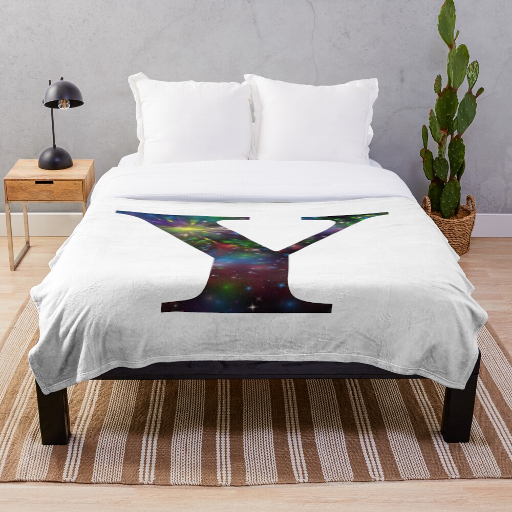 Galaxy - Letter Y on a throw blanket